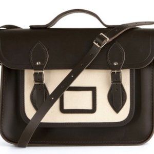Cambridge Satchel in Dark Brown/Canvas